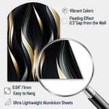 Deep Black And Gold Elegance - Asymmetric Metal Wall Art