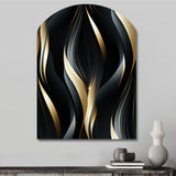 Deep Black And Gold Elegance - Asymmetric Metal Wall Art