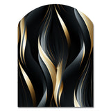 Deep Black And Gold Elegance - Asymmetric Metal Wall Art