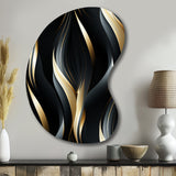 Deep Black And Gold Elegance - Asymmetric Metal Wall Art