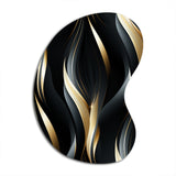 Deep Black And Gold Elegance - Asymmetric Metal Wall Art