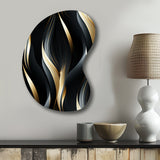 Deep Black And Gold Elegance - Asymmetric Metal Wall Art