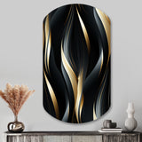 Deep Black And Gold Elegance - Asymmetric Metal Wall Art