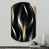 Deep Black And Gold Elegance - Asymmetric Metal Wall Art