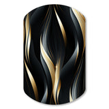 Deep Black And Gold Elegance - Asymmetric Metal Wall Art