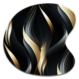 Deep Black And Gold Elegance - Asymmetric Metal Wall Art