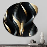 Deep Black And Gold Elegance - Asymmetric Metal Wall Art