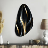 Deep Black And Gold Elegance - Asymmetric Metal Wall Art