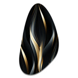 Deep Black And Gold Elegance - Asymmetric Metal Wall Art