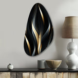 Deep Black And Gold Elegance - Asymmetric Metal Wall Art