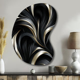 Deep Black Silver Elegance - Asymmetric Metal Wall Art