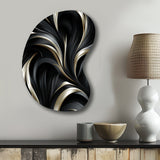 Deep Black Silver Elegance - Asymmetric Metal Wall Art