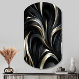 Deep Black Silver Elegance - Asymmetric Metal Wall Art