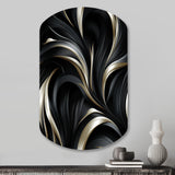 Deep Black Silver Elegance - Asymmetric Metal Wall Art