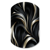 Deep Black Silver Elegance - Asymmetric Metal Wall Art