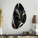 Deep Black Silver Elegance - Asymmetric Metal Wall Art