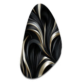 Deep Black Silver Elegance - Asymmetric Metal Wall Art