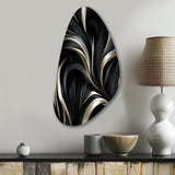 Deep Black Silver Elegance - Asymmetric Metal Wall Art