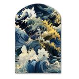 Hokusai  Japanese Waves Pattern - Asymmetric Metal Wall Art