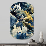 Hokusai  Japanese Waves Pattern - Asymmetric Metal Wall Art