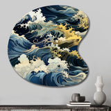 Hokusai  Japanese Waves Pattern - Asymmetric Metal Wall Art