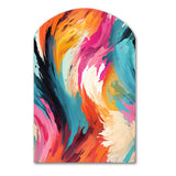 Colorful Painterly Ikat Symphony - Asymmetric Metal Wall Art