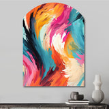 Colorful Painterly Ikat Symphony - Asymmetric Metal Wall Art