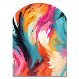 Colorful Painterly Ikat Symphony - Asymmetric Metal Wall Art