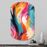 Colorful Painterly Ikat Symphony - Asymmetric Metal Wall Art