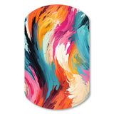 Colorful Painterly Ikat Symphony - Asymmetric Metal Wall Art