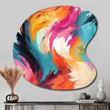 Colorful Painterly Ikat Symphony - Asymmetric Metal Wall Art