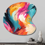 Colorful Painterly Ikat Symphony - Asymmetric Metal Wall Art