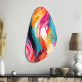 Colorful Painterly Ikat Symphony - Asymmetric Metal Wall Art