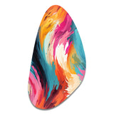 Colorful Painterly Ikat Symphony - Asymmetric Metal Wall Art