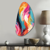 Colorful Painterly Ikat Symphony - Asymmetric Metal Wall Art