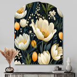 Beige And Yellow Weave Ikat Blooms - Asymmetric Metal Wall Art