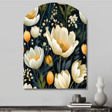 Beige And Yellow Weave Ikat Blooms - Asymmetric Metal Wall Art