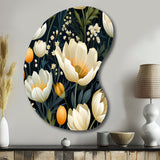 Beige And Yellow Weave Ikat Blooms - Asymmetric Metal Wall Art