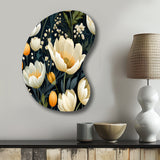 Beige And Yellow Weave Ikat Blooms - Asymmetric Metal Wall Art