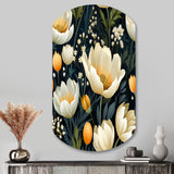 Beige And Yellow Weave Ikat Blooms - Asymmetric Metal Wall Art