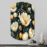 Beige And Yellow Weave Ikat Blooms - Asymmetric Metal Wall Art