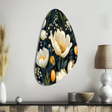 Beige And Yellow Weave Ikat Blooms - Asymmetric Metal Wall Art