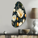 Beige And Yellow Weave Ikat Blooms - Asymmetric Metal Wall Art