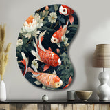 Koi Fish Harmony Watercolor Wonders - Asymmetric Metal Wall Art