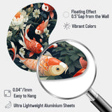 Koi Fish Harmony Watercolor Wonders - Asymmetric Metal Wall Art