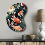 Koi Fish Harmony Watercolor Wonders - Asymmetric Metal Wall Art