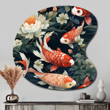 Koi Fish Harmony Watercolor Wonders - Asymmetric Metal Wall Art