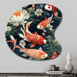 Koi Fish Harmony Watercolor Wonders - Asymmetric Metal Wall Art