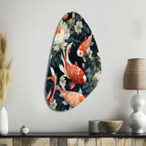 Koi Fish Harmony Watercolor Wonders - Asymmetric Metal Wall Art