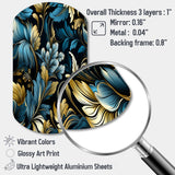 Gold And Blue Luxury Damask Serenade - Asymmetric Metal Wall Art